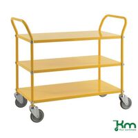 Kongamek three tier trolley, braked - yellow