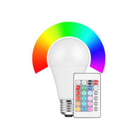 LED Lampe Birnenform E27, 9W RGB + 2700K 810lm 200°, dimmbar, mit Fernbedienung