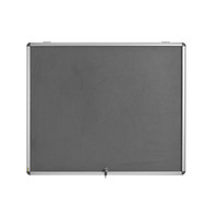 Bi-Office Display Case Enclore Top Hinged Fire Retardant, Grey Felt, Aluminium Frame, 114,2x95,3 cm (15xA4) Front Image Closed