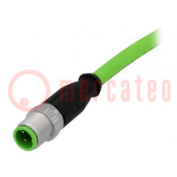 Plug; M12; PIN: 4; male; D code-Ethernet; 7.5m; Type: with lead