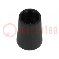 Knob; conical; thermoplastic; Øshaft: 6mm; Ø12x17mm; black; push-in