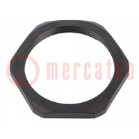 Écrou; M63; polyamide; Thk: 8mm; Clé: 75mm; noir; -40÷100°C; Saut: 1,5