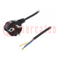 Cable; 3x0.75mm2; CEE 7/7 (E/F) plug angled,wires,SCHUKO plug