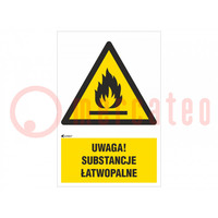 Znak bezpieczeństwa; ostrzegawczy; PVC; W: 200mm; H: 300mm