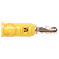 Plug; 4mm banana; 5A; 5kV; yellow; Max.wire diam: 3mm; on cable