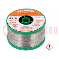 Soldering wire; Sn96Ag3Cu1; 0.3mm; 0.25kg; lead free; reel; HS10