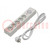 Plug socket strip: protective; Sockets: 5; 250VAC; 10A; grey; 3m