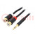 Kabel; Jack 3,5mm 3pin plug,RCA-contrastekker x2; 0,3m; zwart