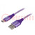 Kábel; USB 2.0; USB A dugó,USB C dugó; aranyozott; 1m; lila