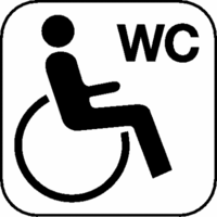 Piktogramm - Rollstuhlfahrer, WC, Schwarz, 10 x 10 cm, Kunststofffolie