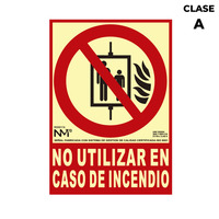 SEÑAL DE EXTINCIÓN "NO UTILIZAR EN CASO DE INCENDIO" CLASE A (PVC 1MM) 21X30CM