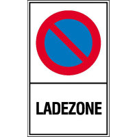 Haltverbotsschild Symbol: Eingeschränktes Haltverbot, Text: Ladezone 15x25 cm