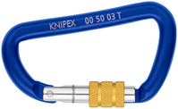 Knipex 00 50 03 T BK klimkarabijnhaak Vergrendelende karabijnhaak D-vormig Aluminium Blauw 2 stuk(s)