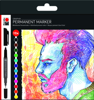 Marabu Graphix permanente marker Meerkleurig 12 stuk(s)