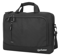 Manhattan Helsinki Eco Friendly Laptop Bag 14.1", Top Loader, Black, Padded Notebook Compartment, Front and Multiple Interior Pockets, Padded Handle, Trolley Strap, Recycled Mat...