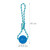 Relaxdays Hundespielzeug Ball mit Seil, 3er Set, Wurfball für Hunde, Ø 8,5 cm, Hundeball Zahnpflege, Schleuderball, blau