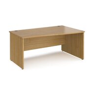 Maestro 25 right hand wave desk 1600mm wide - oak top with panel end leg