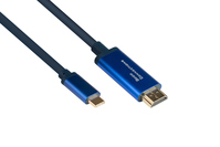 USB-C™ an HDMI 2.0b SmartFLEX Kabel, 4K UHD @60Hz, Aluminiumgehäuse, CU, dunkelblau, 3m, Good Connec
