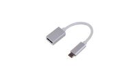 USB-C (m) to USB A (f) adapter, 5G/3A, 15 cm, aluminum housing, silver USB Cables