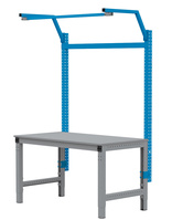 Aufbauportal mit Ausleger für MULTIPLAN Grundtische mit einer Tischbreite von 1000, Nutzhöhe 1254 mm, in Lichtblau RAL 5012 | PPK8044.5012