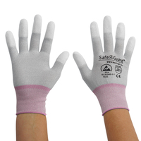 ESD-Handschuh, grau/beere, beschichtete Fingerkuppen, Nylon/Carbon, XS