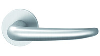 Türdrückerpaar Flush-Line HAFI 209 drehbar fest auf runder Rosette 870 Edelstahl gebürstet, 8 mm, bis TS 49 mm