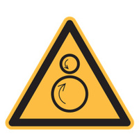 Warnzeichen "Warnung vor gegenläufigen Rollen" [W025], Folie (0,1 mm), 200 mm, ASR A1.3 / ISO 7010, selbstklebend