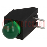 LED; in housing; green; 5mm; No.of diodes: 1; 20mA; 60°; 2.2÷2.5V