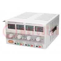 Power supply: laboratory; linear,multi-channel; 0÷30VDC; 0÷3A