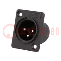 Socket; XLR; male; PIN: 3; for panel mounting,screw; soldering