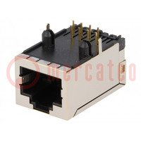 Socket; RJ45; PIN: 8; shielded,with isolation transformer; THT