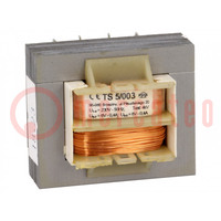 Transformer: mains; 5VA; 230VAC; 6V; 6V; 400mA; 400mA; screw type