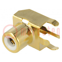 Socket; RCA; female; angled 90°; THT; brass; gold-plated; on PCBs