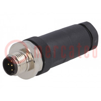 Plug; M12; PIN: 5; male; B code-Profibus; for cable; screw terminal