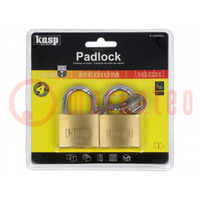 Padlock; brass; hardened steel shackle,double bolted; shackle