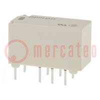 Relay: electromagnetic; DPDT; Ucoil: 12VDC; Icontacts max: 2A; PCB