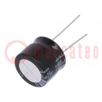 Capacitor: electrolytic; THT; 2200uF; 25VDC; Ø18x15mm; Pitch: 7.5mm