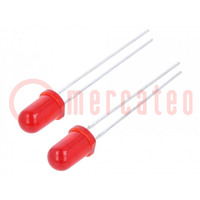 LED; 5mm; rosso; 0,8mcd; 36°; Frontale: convesso; 1,7V; Nr usc: 2
