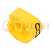 Markeringen; Aanduiding: 8; 4÷10mm; PVC; geel; -30÷80°C; doorsteek