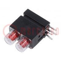 LED; in housing; red; 3.9mm; No.of diodes: 2; 20mA; 60°; 1.2÷4mcd