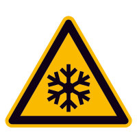 Warnung vor Kälte Warnschild, Alu geprägt, Größe 100 mm DIN EN ISO 7010 W010 ASR A1.3 W010