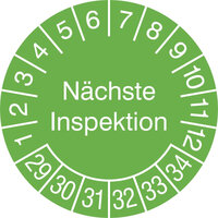 Prüfplakette, Nächste Inspektion, in Jahresfarbe, 500 Stück / Rolle, 3,0 cm Version: 29-34 - Prüfplakette 2029-2034
