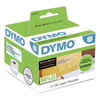 DYMO LW etichette per indirizzi grandi | 36 mm x 89 mm | 2 rotoli da 130 etichette facili da staccare (260 pezzi) | autoadesive | per etichettatrici LabelWriter | originali