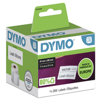 DYMO LW etichette per badge piccole | 41 mm x 89 mm | rotolo da 300 etichette facilmente staccabili | autoadesive | per etichettatrici LabelWriter | originali
