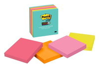 Post-It Super Sticky Notes, 3 in. x 3 in., Miami Collection, 6 Pads/Pack, 65 Sheets/Pad