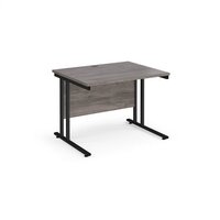 Maestro 25 straight desk 1000mm x 800mm - black cantilever leg frame and grey oa