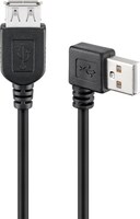 USB 2.0 Hi-Speed Verlängerungskabel, ZollAZoll Stecker 90° rechts > ZollAZoll Buchse