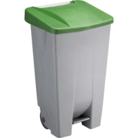 Abfallcontainer Kunststoff 120l grau mit grünem Deckel