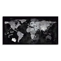 SIGEL Tableau en verre Carte du monde, magnétique, 2 aimants et fixation fournis, Format : L91 x H46 cm