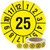 Jahresprüfplakette 30 mm, Monate - Jahreszahl (JJ), 2025, Polyethylen schwarz-gelb, 1.000 Prüfplaketten auf Rolle